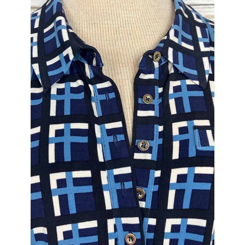 Donna Morgan Dress NWT Geometric Jersey Mod Long Sleeve Work Belted EUC - Picture 3 of 12